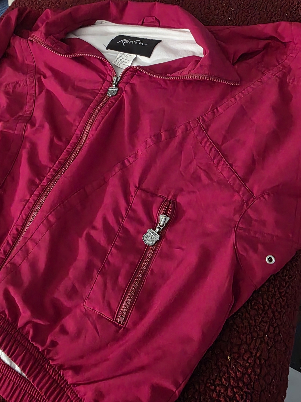 Vintage Kaelin Red Zip Front Windbreaker, Lined, XL